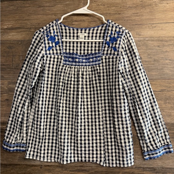 J. Crew Tops - J. Crew Blue and White Checkered Blouse
